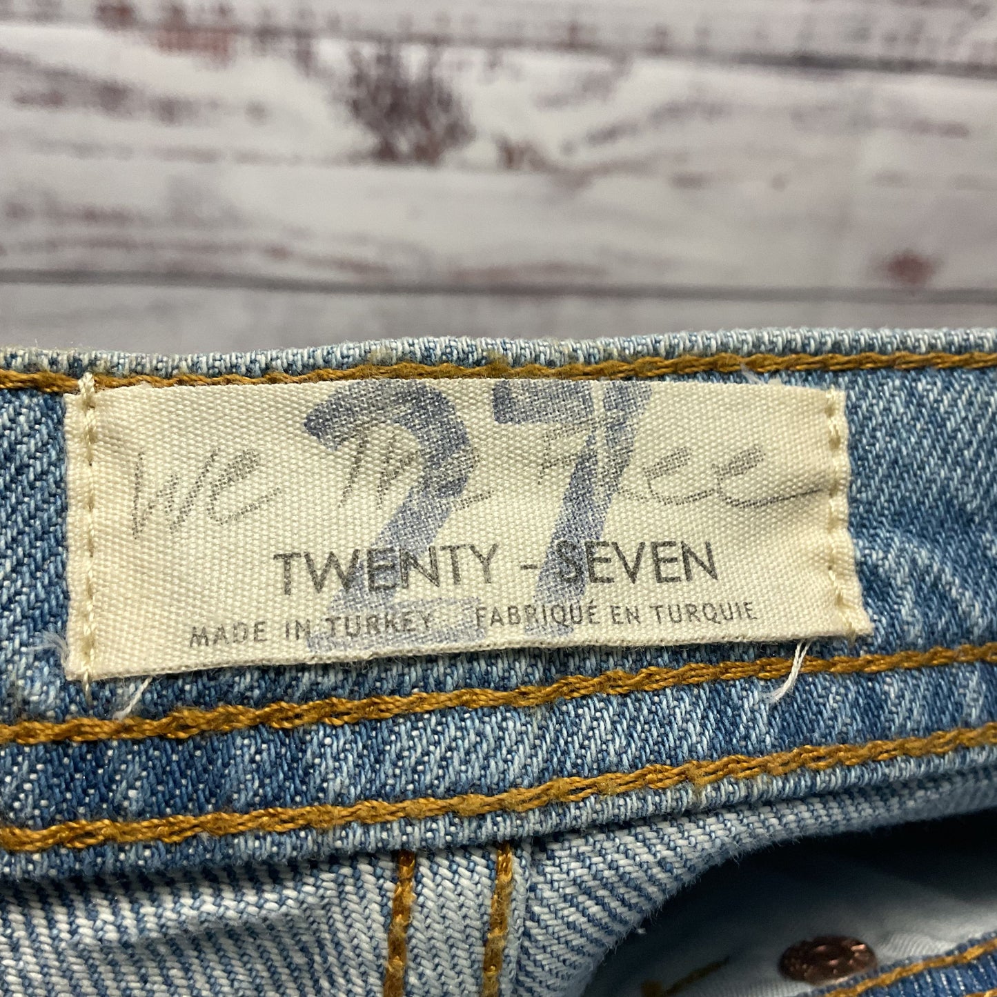 Free People We The Free Silver Coated Denim Distressed Pant Leg Jeans Size 27