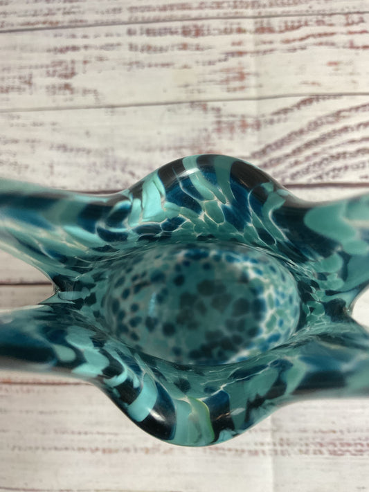 Blue Mottled Glass Swimsuit Vase