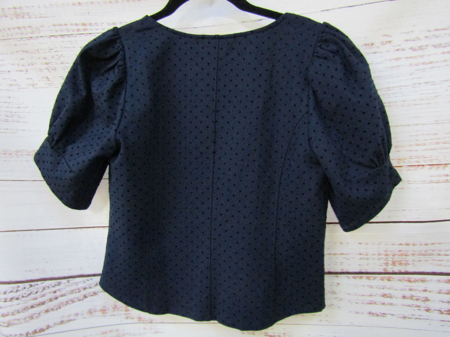 Maeve by Anthropologie Sevigny Women's Navy Blue Polka Dot Crop Top Size S