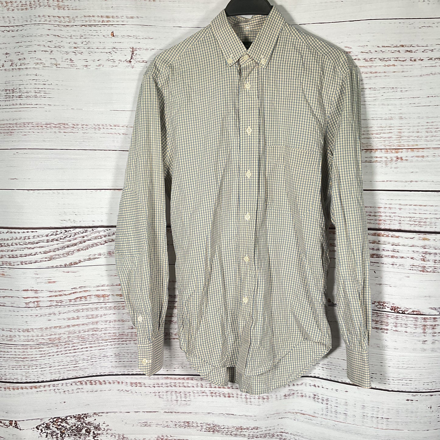 Gitman Bros Blue Beige Shepard Check Button Up Long Sleeve Shirt - Size S