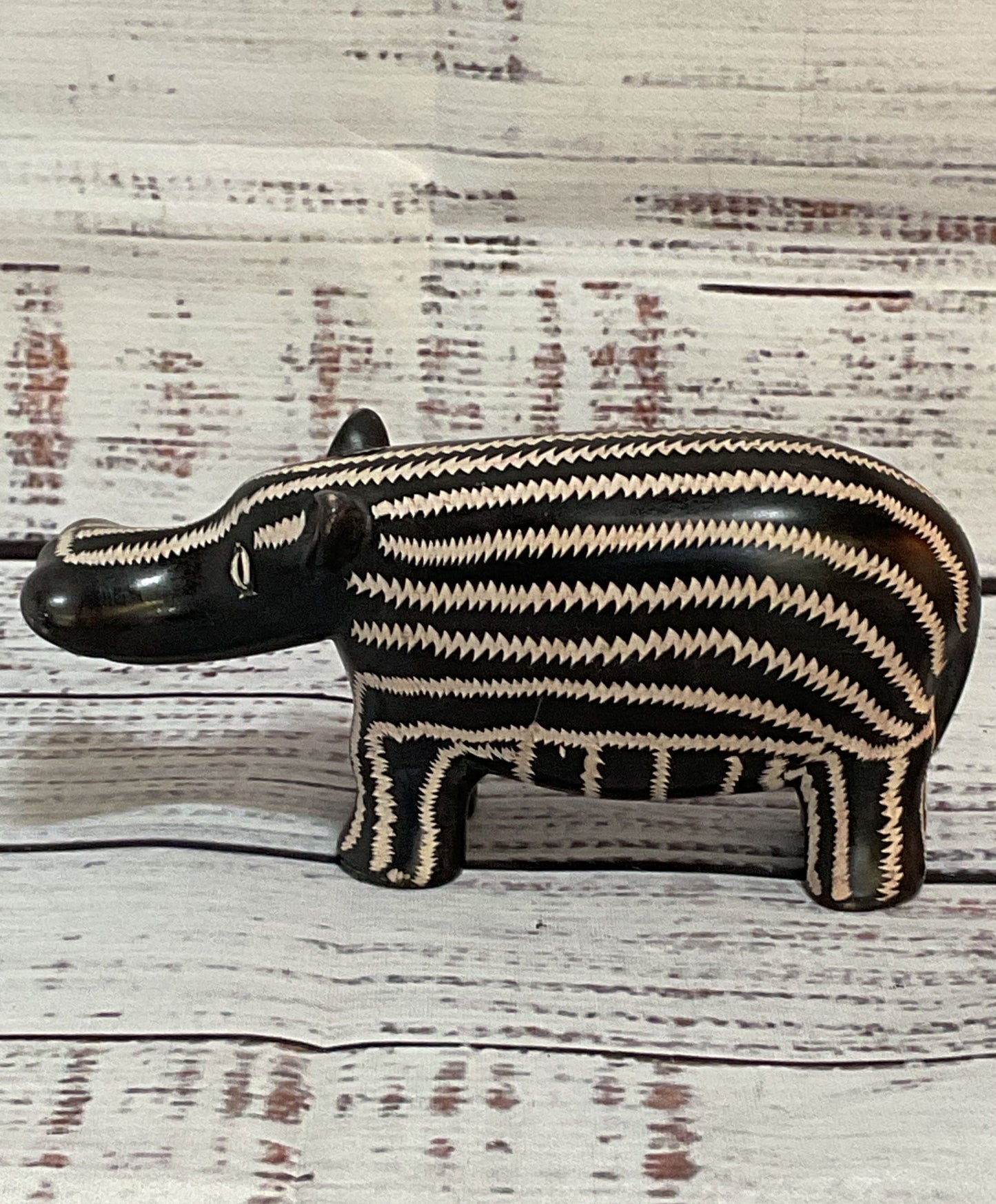 Vintage Soapstone Hand Carved Hippo Figurine