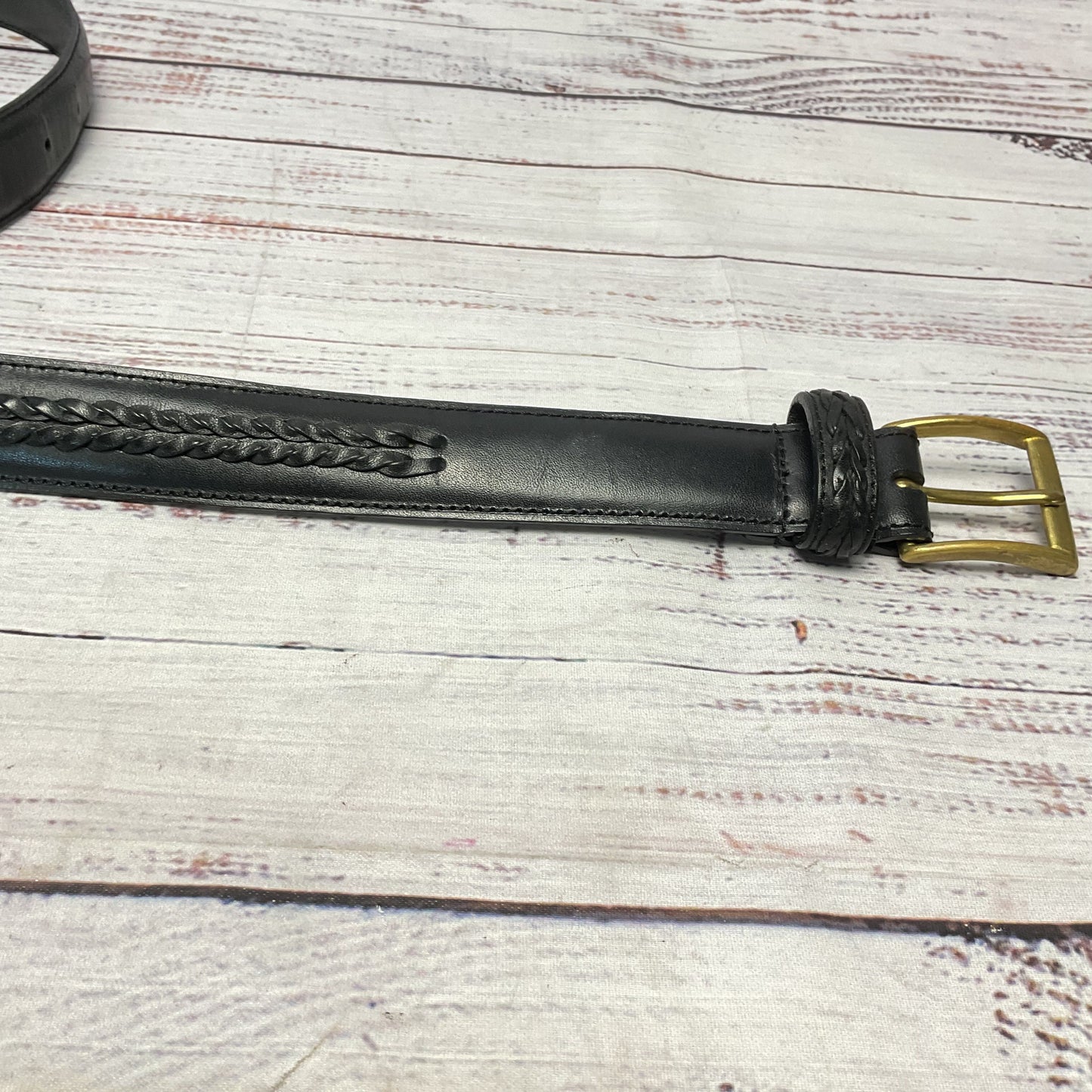 Coach Black British Tan Full Grain Leather 5913 Belt - Size 36"