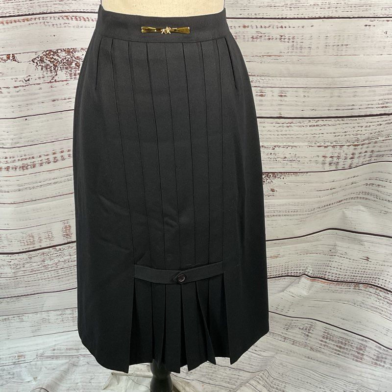 VTG. ELIRE High Fashion Women's Black Wood Pleated Skirt- SZ 28