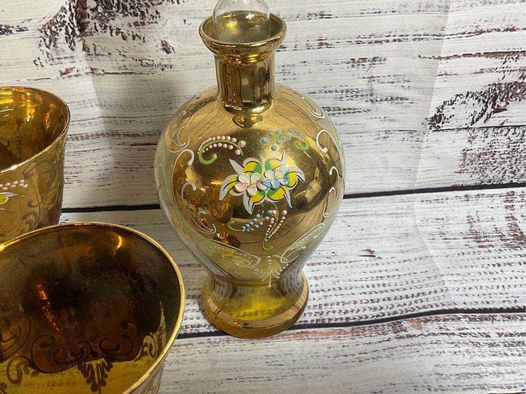 VTG. SET 6 Murano Cordial Wine Glasses & Decanter