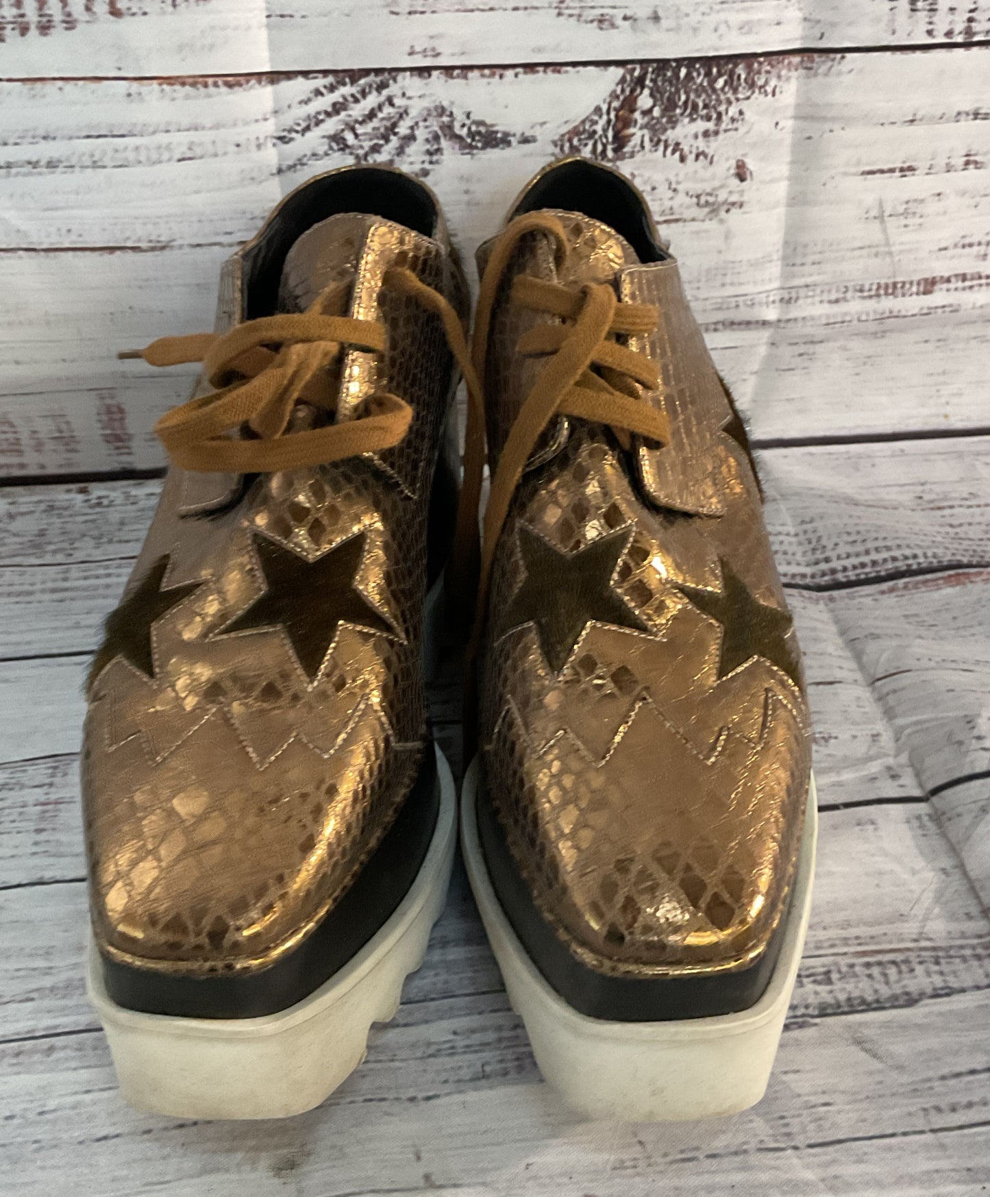 Stella McCartney Elyse Platform Star Oxfords Sneakers Bronze 6.5