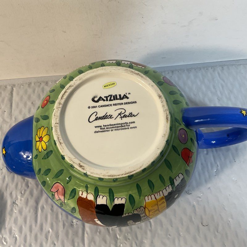 CATZILLA by CANDICE REITER Hand Painted Cats Teapot- 7.25"
