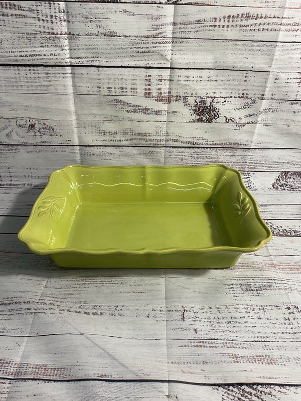 Arenito Stoneware Green Casserole Tray Made In Portugal 14.5" X 10.5"