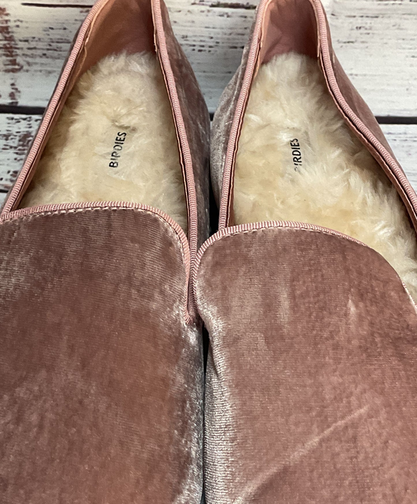 Birdies Velvet The Starling Fuzzy Insert Loafers Dusty Rose 7.5