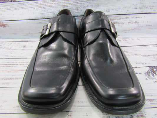 Johnston & Murphy Men's Black Leather Monk Strap Loafers Size 9.5 Made in Italy