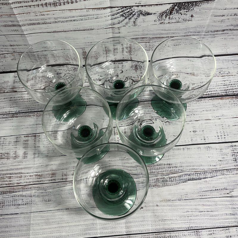 Libbey Glass 6.5" Cactus Shaped Green Stem 16 Oz Margarita Glasses Set of 5