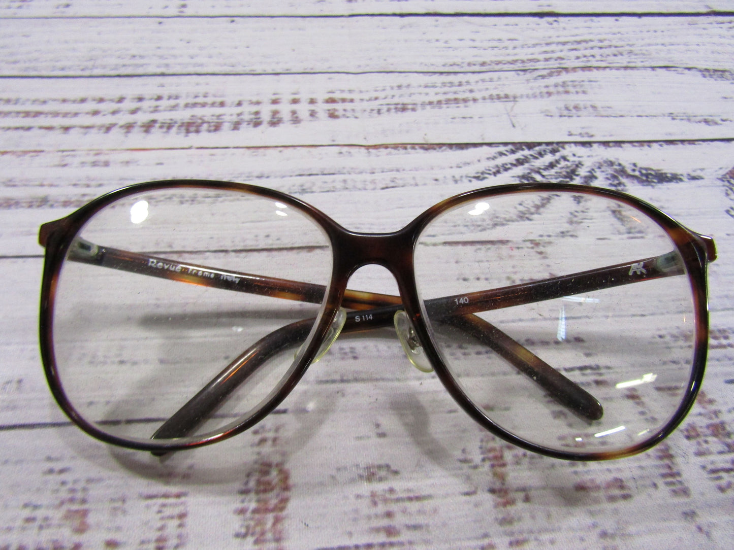Vintage Revue Oversized Brown Havana Eyeglasses Frame Made in Italy
