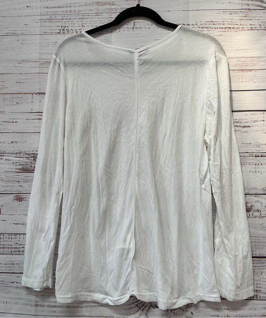 Women's Oska White Cotton Scoop Neck LS Top Size 2 US M/L