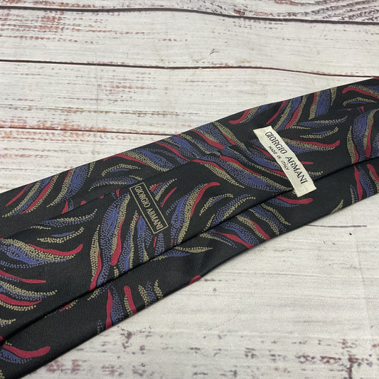 Giorgio Armani Black Multicolor Abstract Print Neck Tie 56"