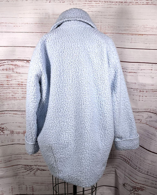 By Anthropologie Double-Breasted Boucle Coat Light Blue M