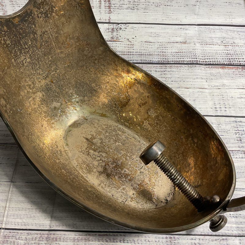 Vintage Hand Hammered Silverplate & Rosewood Italian Wine Caddy Bottle Holder