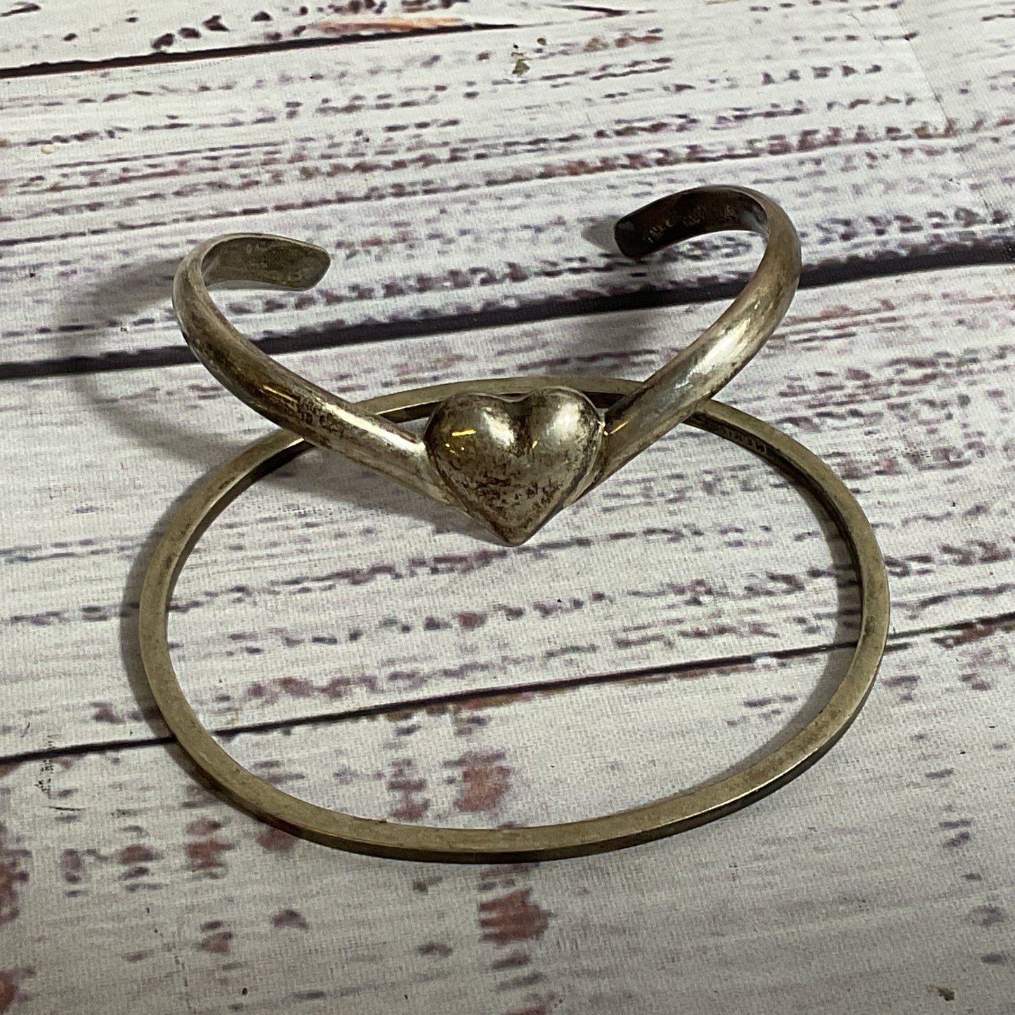 TAXCO MEXICO Sterling Silver Bangle & Heart Cuff Bracelets- 33.51g