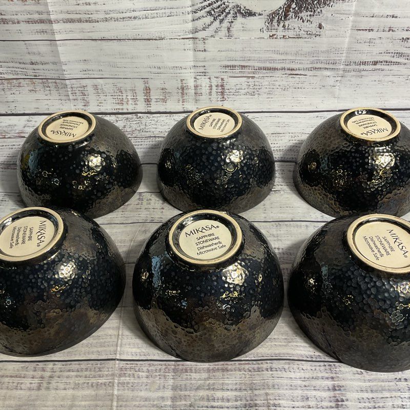 Set Of 6 Mikasa Sapphire Stoneware Multicolor 5.5" Cereal Bowls