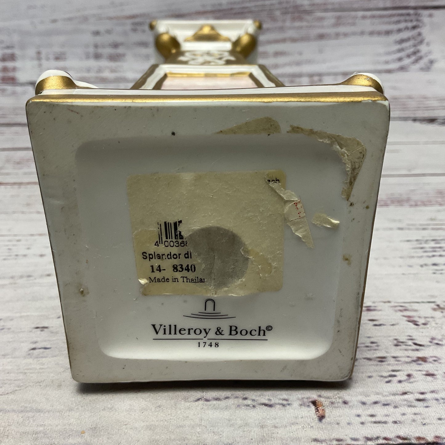 Villeroy & Boch Splendor Di Marmo Gilded Ceramic 9" Candle Stick Holder