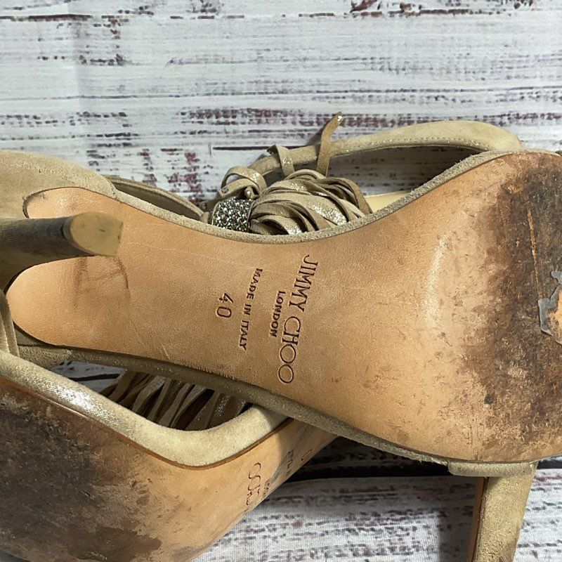 Jimmy Choo Suede Viola Tassle Beige Pump Heel Women's 10 US/40 IT