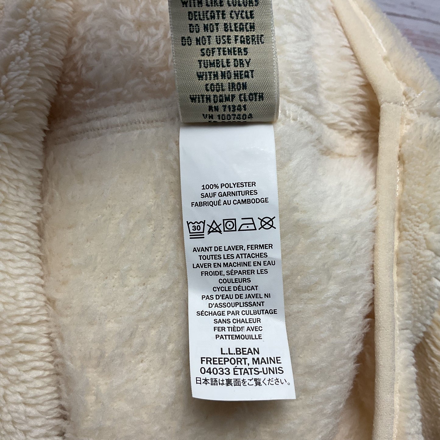 L.L. Bean Hi-Pile Fleece Pullover Offwhite Sweater - Size XL