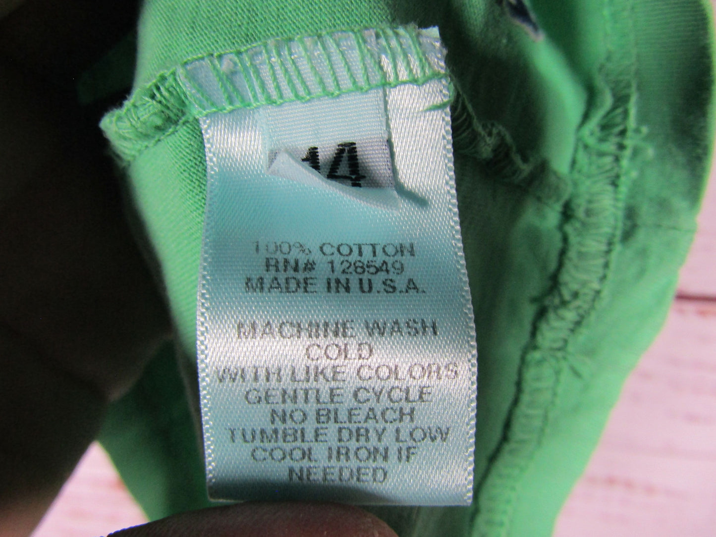 Aviator Nation Boy's Peace Symbol Print Green Cotton Tank Top Size 14