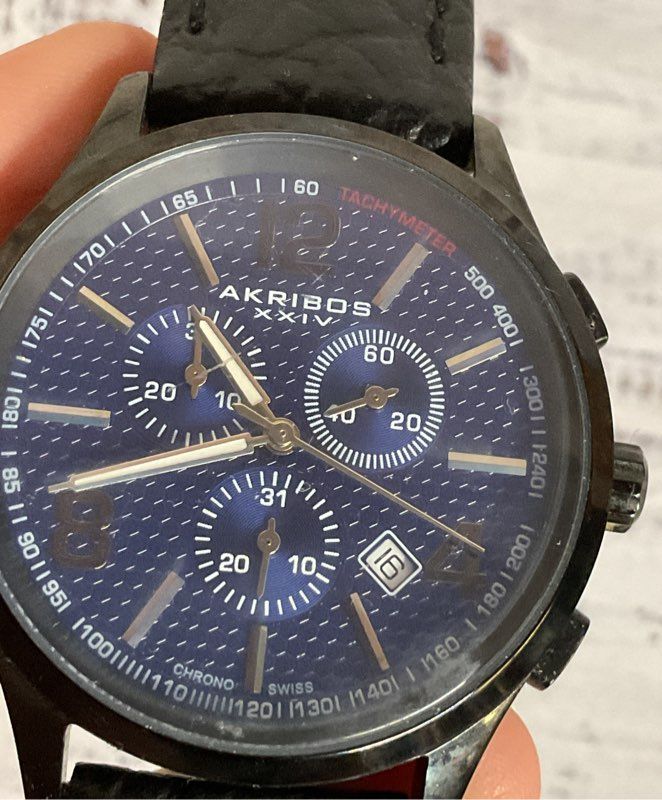 Akribos XXIV AK719BU Stainless Steel Sapphire Coated Crystal Swiss Watch