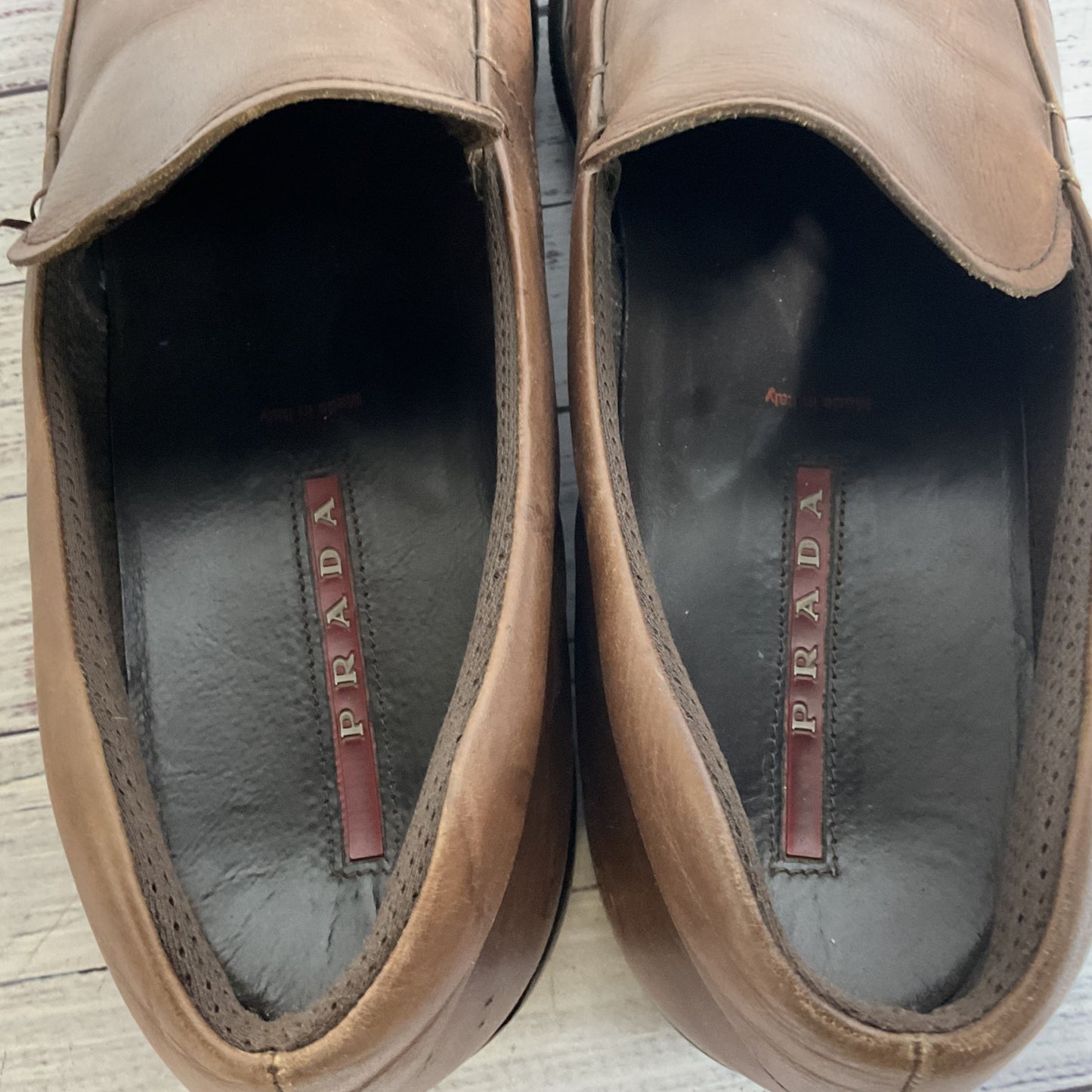 PRADA Men's Brown Leather Slip On Casual Shoes- SZ 11 (SEE DESCRIPTION)