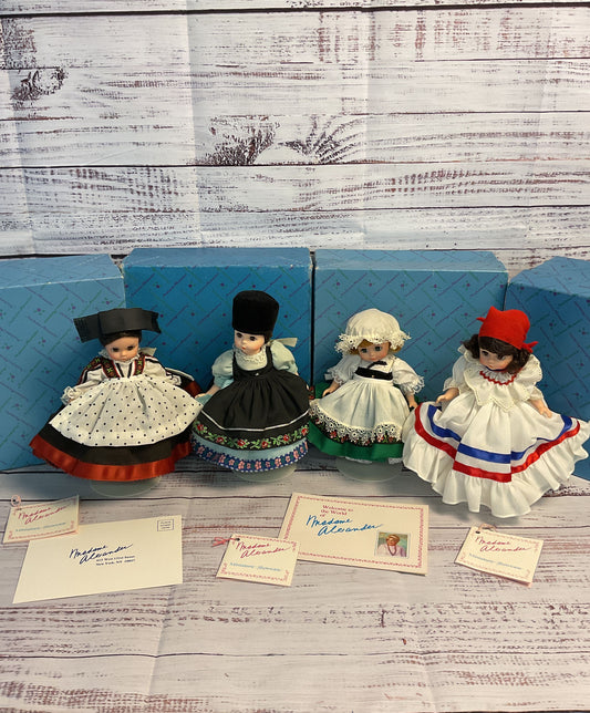 Madame Alexander Lot Of 4 Vintage Miniature Showcase International Dolls