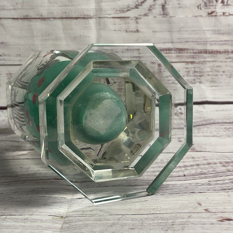 Vintage Reverse Painted Pandas 8" Crystal Bud Vase
