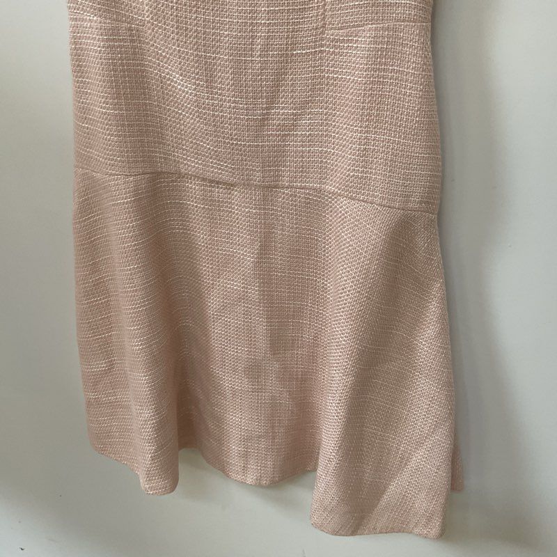 NWT DKNY Women's Peach Tweed Shift Dress with Flower Brooch- SZ 4