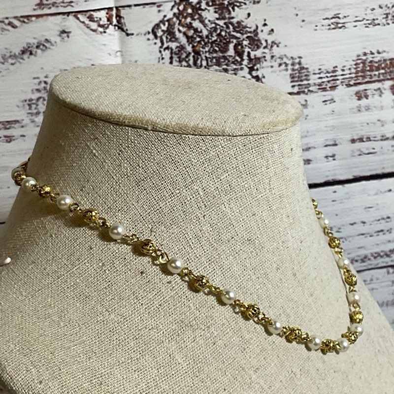 NAPIER Gold Tone & Faux Pearl 17" Necklace