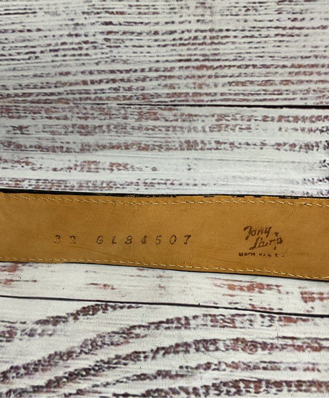 Tony Lama Snakeskin Black Leather Belt Size 32 Men's #GL34507