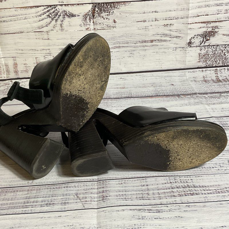 CELINE Paris Women's Black Leather & Suede Platform Heel Shoes- SZ 40.5 DAMAGED