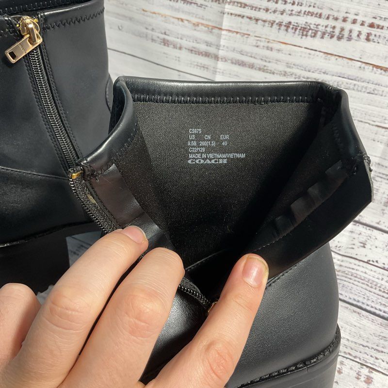 NWOB Coach Joy Black Leather Zip Up Bootie Boots Women's Size 9.5B
