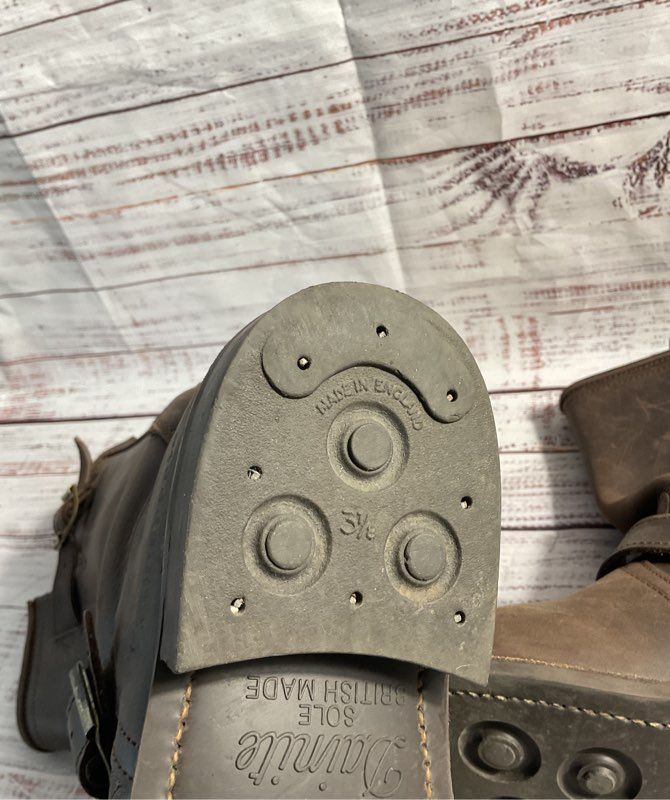 PRIMEBOOTS Engineer Boot Women Brown Leather Biker Belted Buckle Dainite 3 1/8