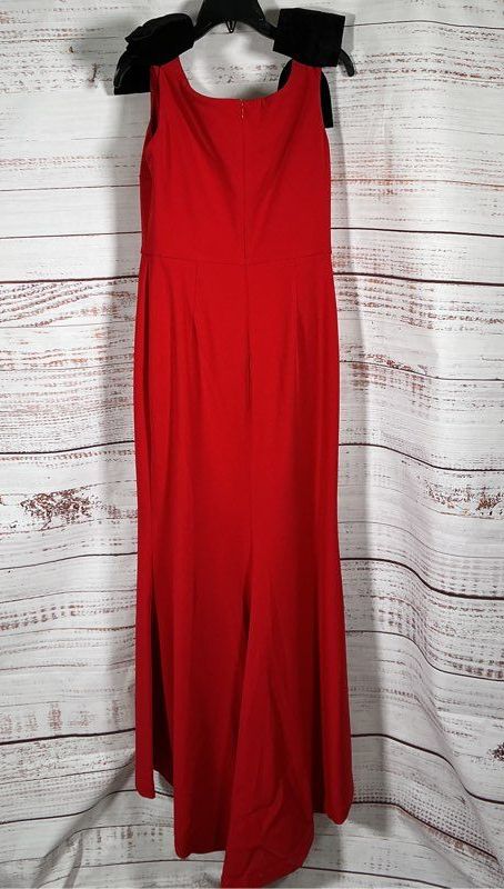 NWT Women's Alberto Makali Red Long Dress with velvet bows Size 6