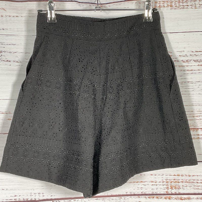 NWT VANESSA BRUNO Paris Women's Black Wide Leg High Waist Shorts- SZ 34/0 US