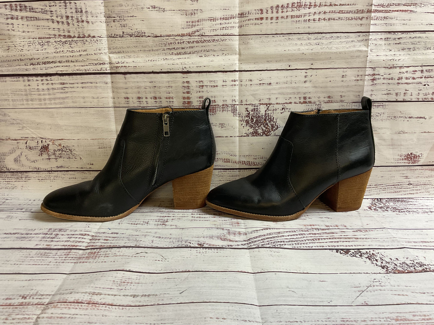 Madewell Black Leather Zip-Up Ankle Booties Women 8.5