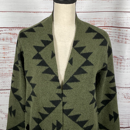NWT FRYE Women's Green Native Design Long Open Front Cardigan Sweater- SZ S