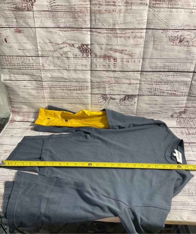 ENFOLD Women's Grey & Yellow Layer Long Sleeve Shirt Size 36 Made in Japan