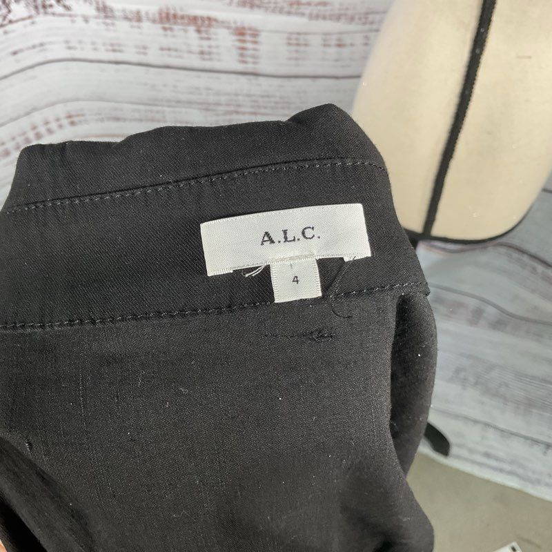 A.L.C. Mackenzie Black Linen Blend Belted Asymmetrical Wrap Skirt - Size 4