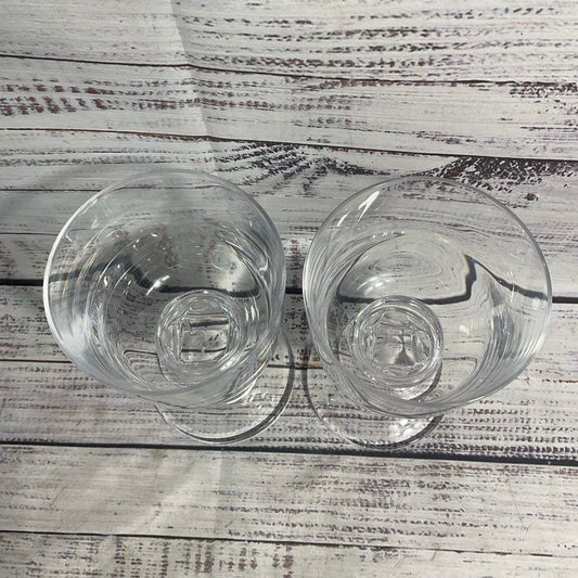 Dansk Pair Of Carla 7 In. Square Stem 8 Crystal Wine Glasses