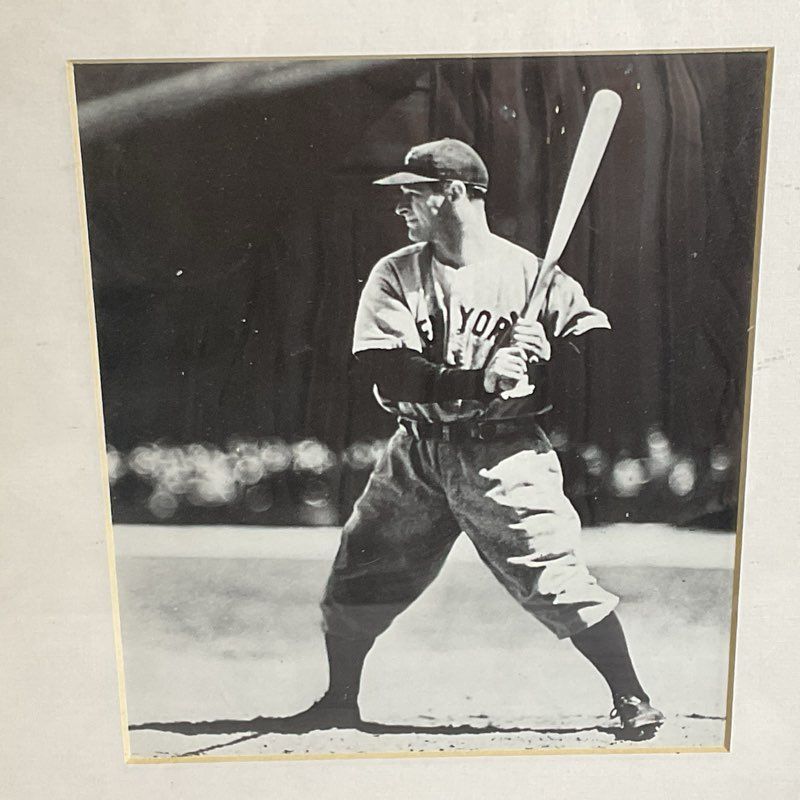 LOU GEHRIG Photograph and Stamp- FRAMED 16" X 12.5"