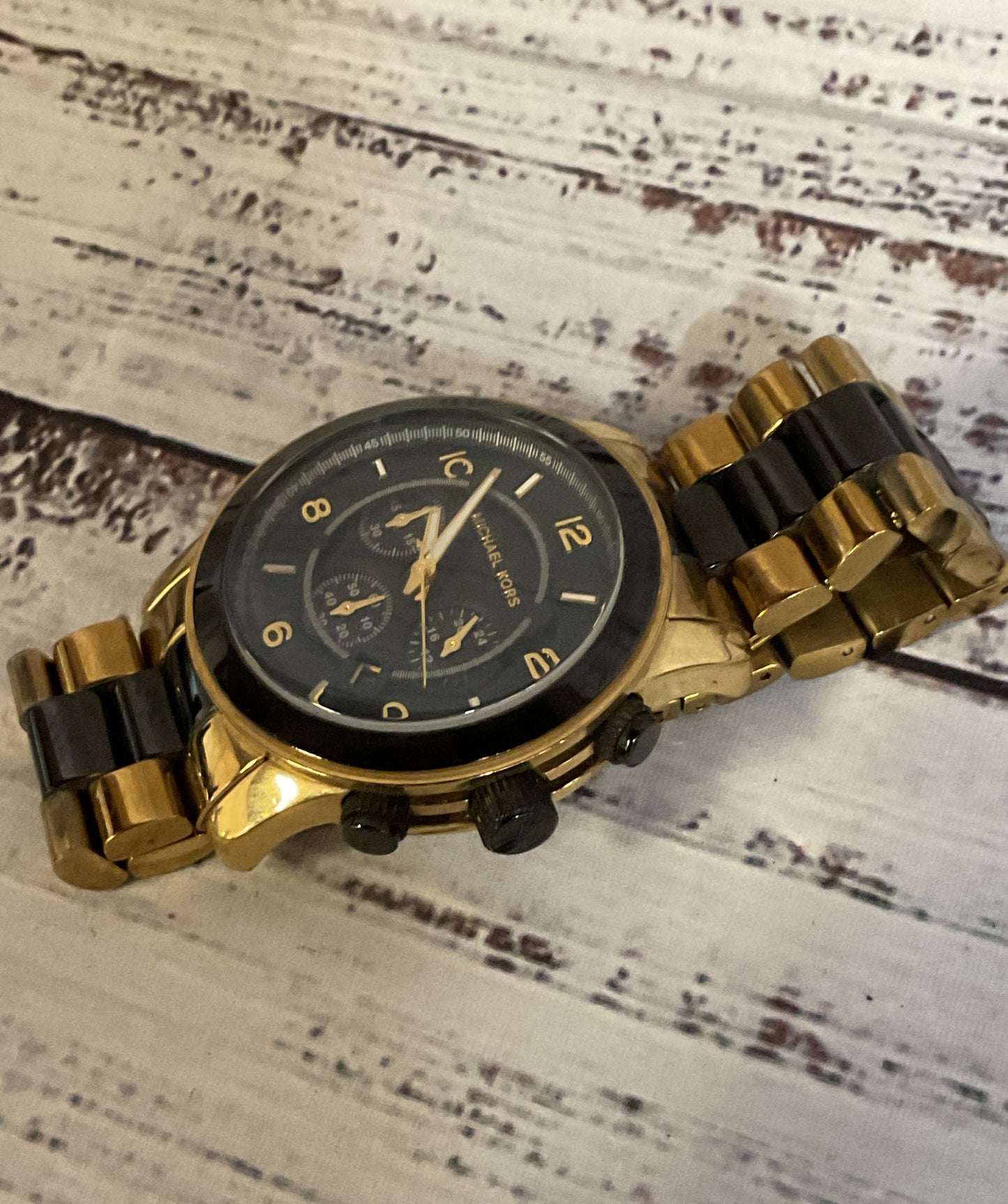 MICHAEL KORS MK 8265 Stainless Steel Gold Tone & Black Watch