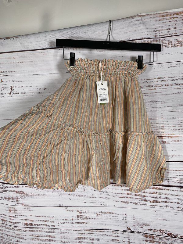 NWT Women's Marie Layer Smocked Mini Skirt Multi Stripe Size XS