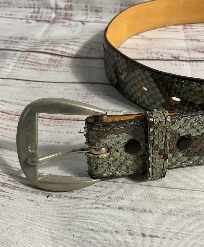 Tony Lama Snakeskin Black Leather Belt Size 32 Men's #GL34507