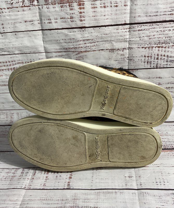 Yves Saint Laurent YSL Leopard Print Pony Hair Sneakers Women's Size 42 EU 11 US