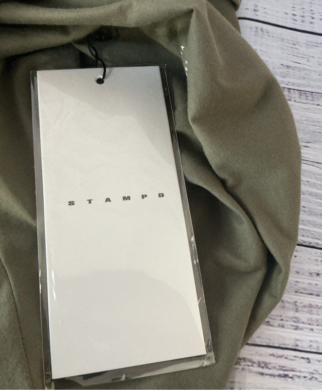 NWT Men's Stampd Olive Green Stack Logo Perfect T Size L