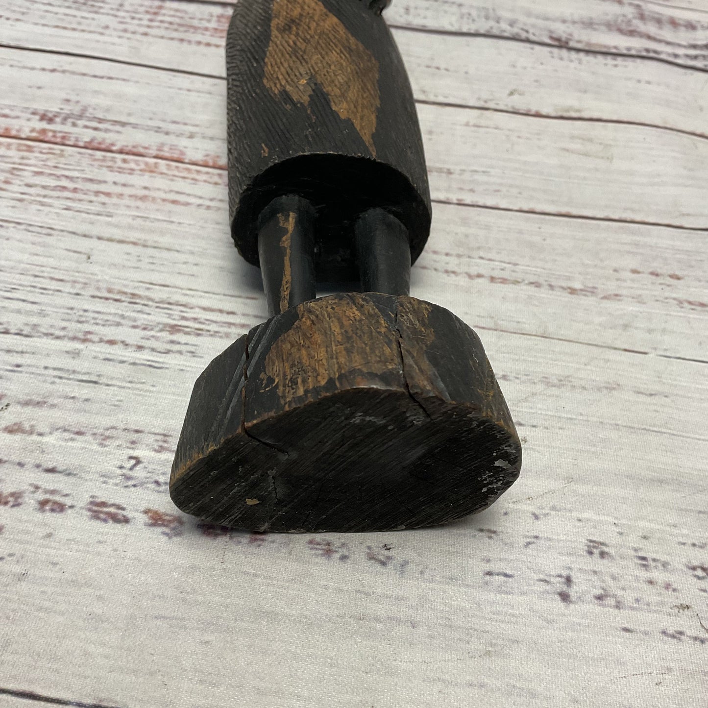 Hand Carved Kenyan Woman Carrying Pot On Head Statue Sculpture