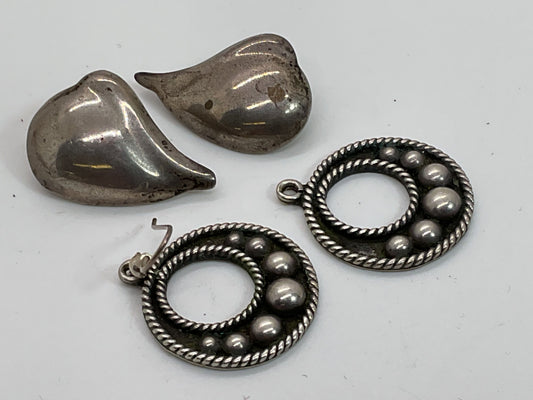 Set of 2 VTG. TAXCO Mexico Sterling Silver Earrings- 18.06g